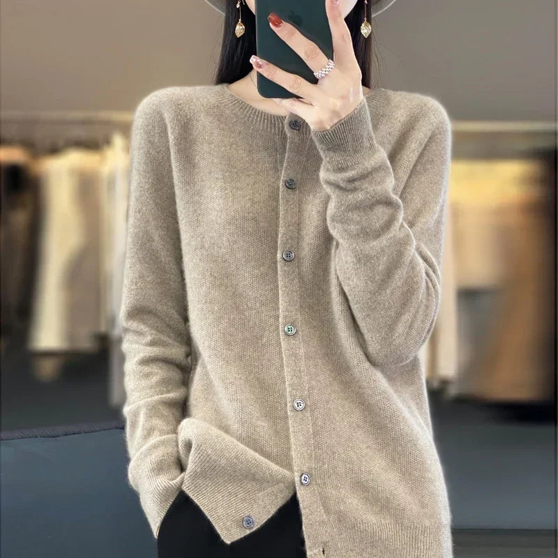 Nalani 100% Merino Wool Cardigan Sweater — Button Details