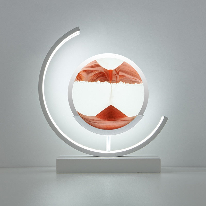 مصباح القمر LumaAura — ضوء LED بفن الرمل والماء، تصميم تدفق ديناميكي