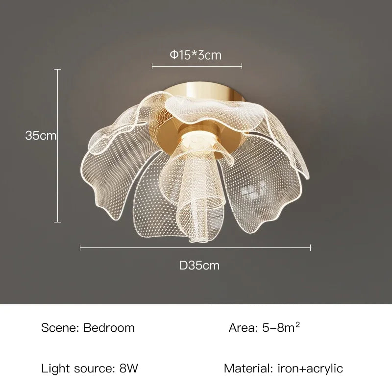Designer LumaFlora Ceiling Light With Golden Flower For Bedroom