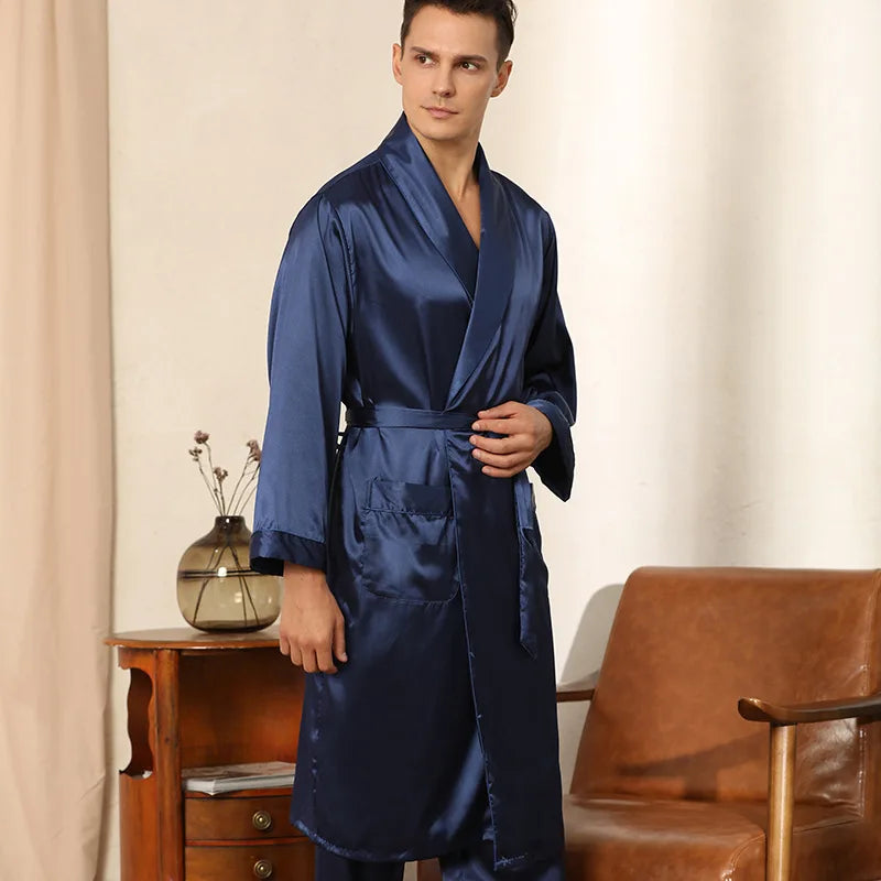 Men's Smooth Satin Robe & Loungewear Set