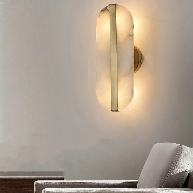 Auriel Alabaster Wall Lamp With Brass Band And Premium LED