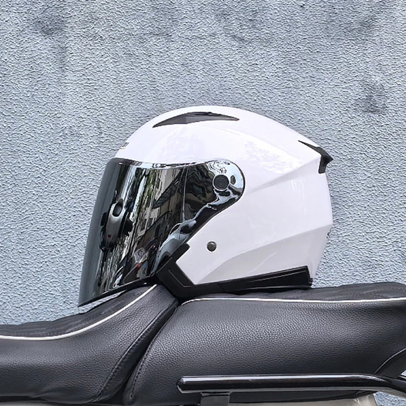 スリークォーター バイクヘルメット — ダブルバイザー、軽量1050g