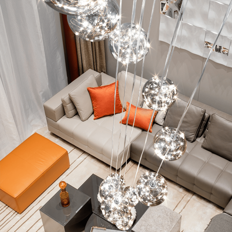 Bella Glass Ball Staircase Chandelier — Elegant Pendant Light