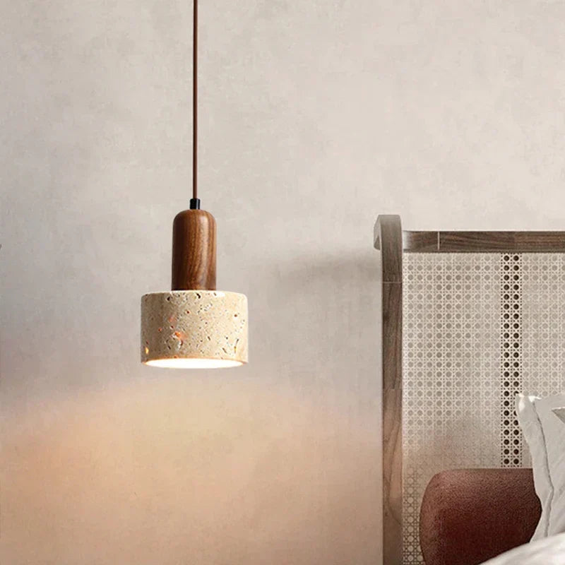 Wabi-Sabi-Pendelleuchte - gelber Marmor, langlebiger Travertin