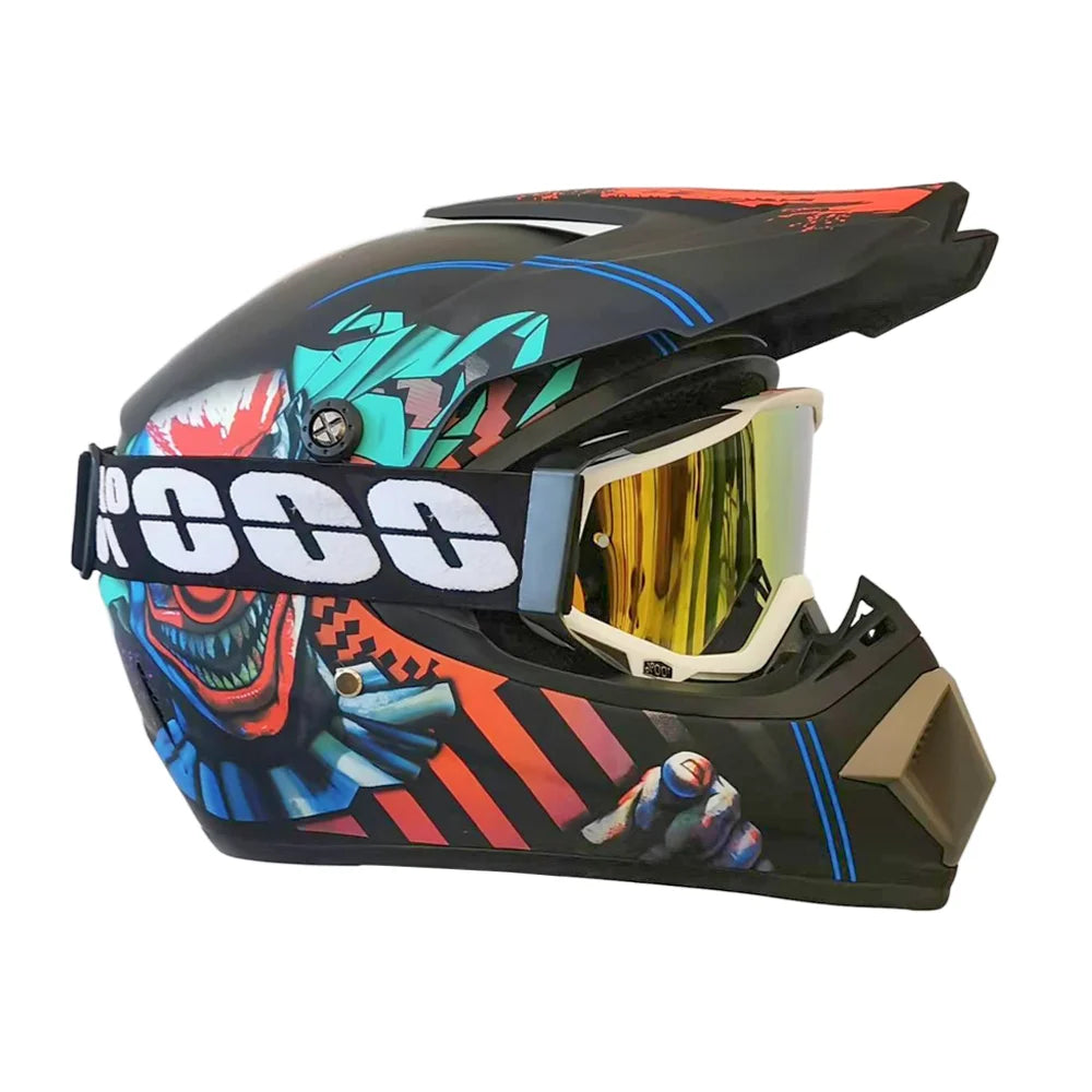 Kids Full-Face Motocross Helmet — Complete Set with Matching Goggles