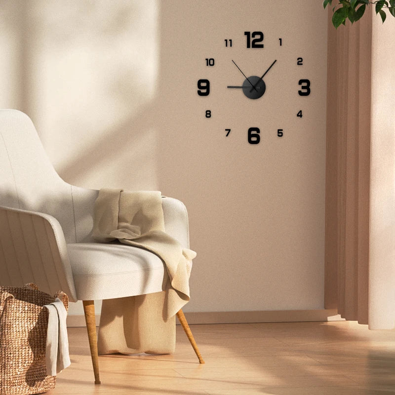 Sleek Frameless Wall Clock With Big Dial And Bold Hands