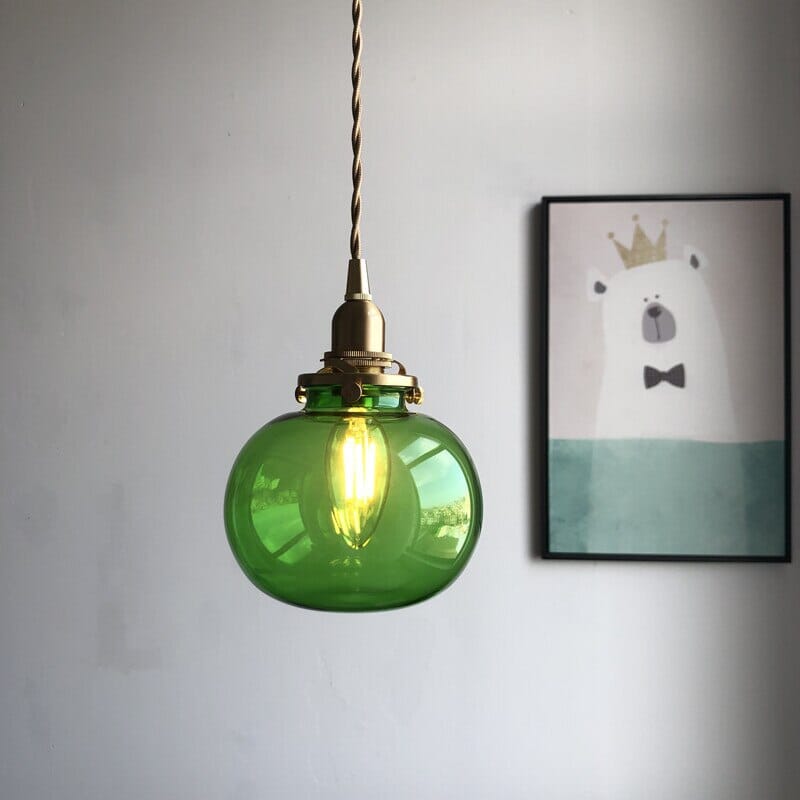 Lyra Vintage Pendelleuchte mit handgefertigtem farbigem Glas