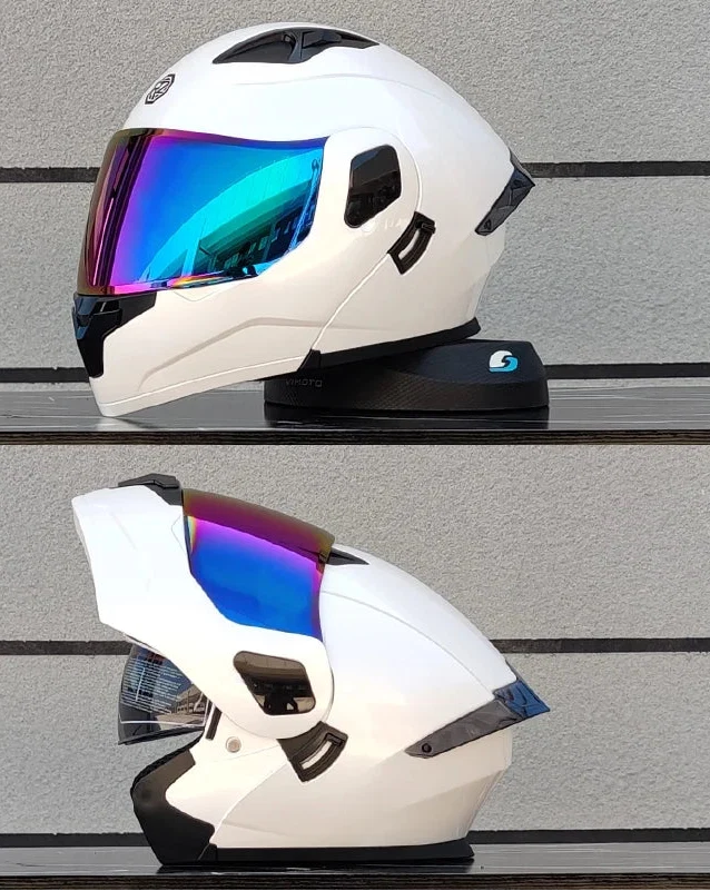 フリップフロント式フルフェイスバイクヘルメット — DOT認証デュアルレンズシールド