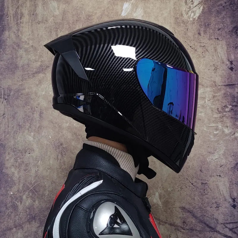 Full-Face Racing Motorcycle Helmet — Integrated Dual Visor System