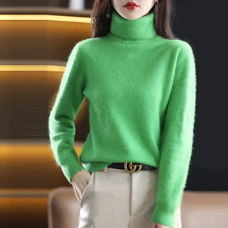 Emma-Pullover mit hohem Kragen aus 100 % reinem Kaschmir — Figurbetonte Silhouette