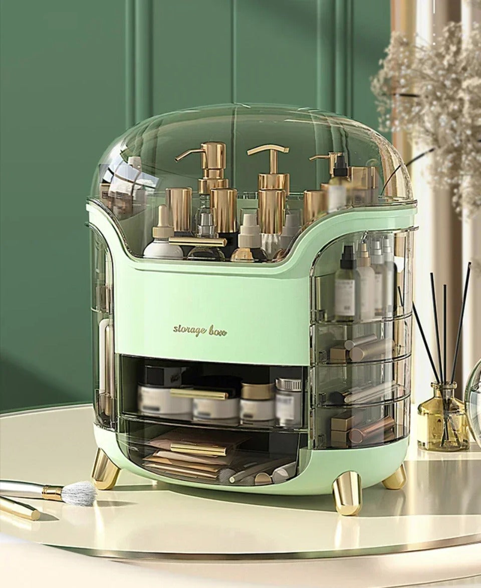 Transparent makeup- og smykkeorganisator — stor støvtæt kosmetikæske