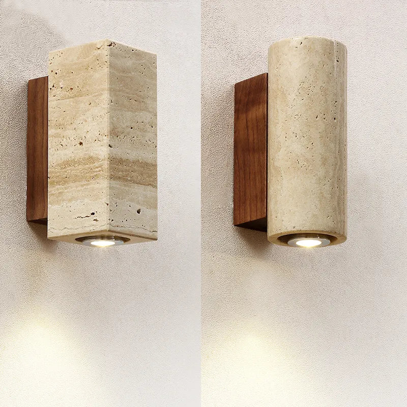 EmberStone Travertine Wall Light With LED For Living Rooms