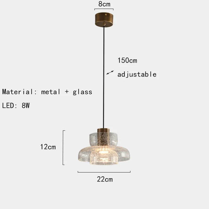 Novalux Pendant Light In Amber Glass With Cracked Shade For Dining