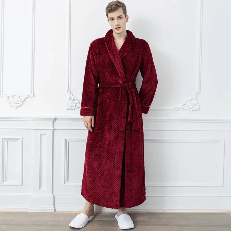 CozyNest termisk flanellbadrock för gravida — extra lång och rymlig passform