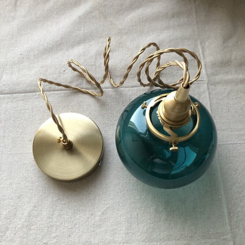 Lyra Vintage Pendelleuchte mit handgefertigtem farbigem Glas