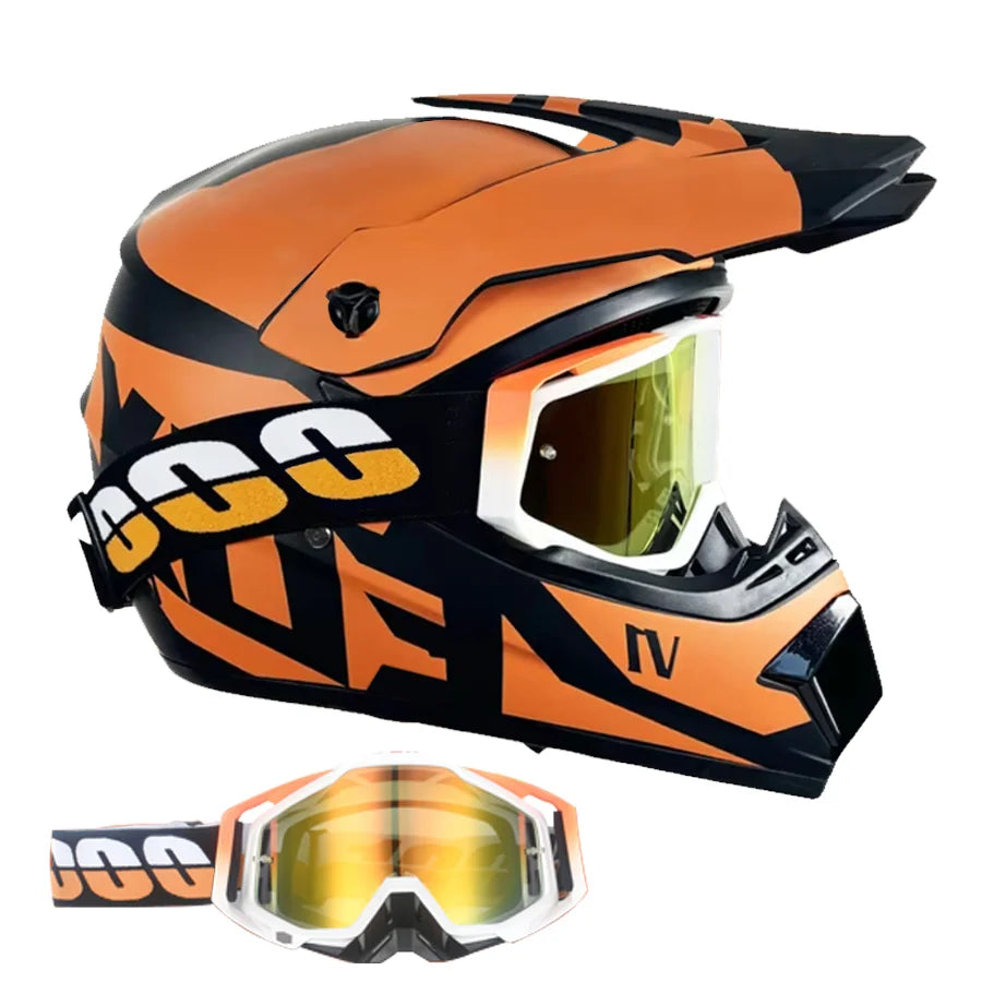 Kids Full-Face Motocross Helmet — Complete Set with Matching Goggles