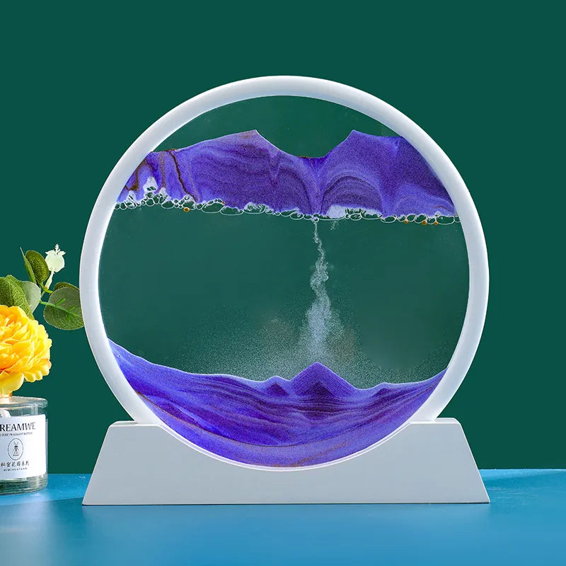 ساعة رملية زجاجية حركية AureaFlow — تصميم رملي ثلاثي الأبعاد متحرك