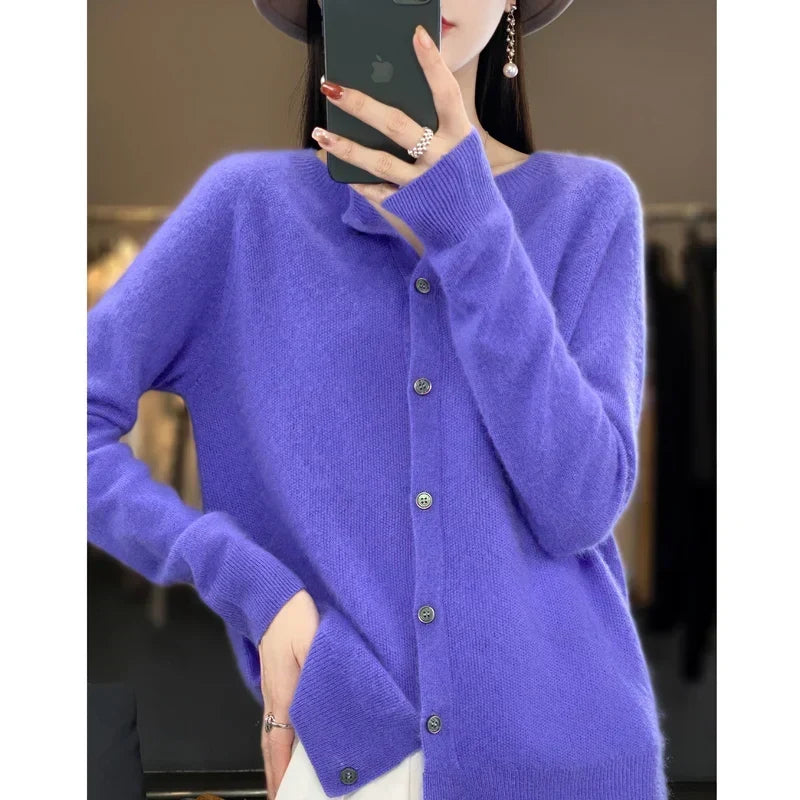 Nalani 100% Merino Wool Cardigan Sweater — Button Details