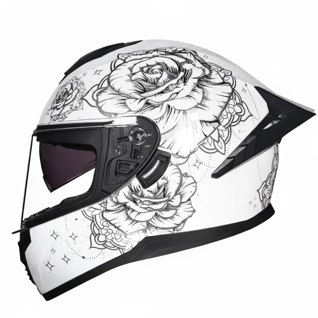 Full-Face Racing Motorcycle Helmet — Integrated Dual Visor System
