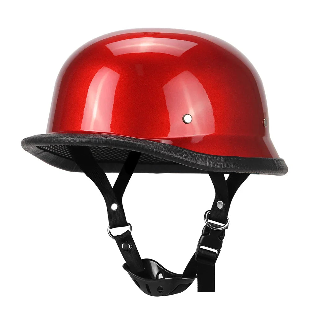 Vintage German Style Half Helmet — Lightweight ABS Shell, Quick Release Buckle, DOT ECE Certified