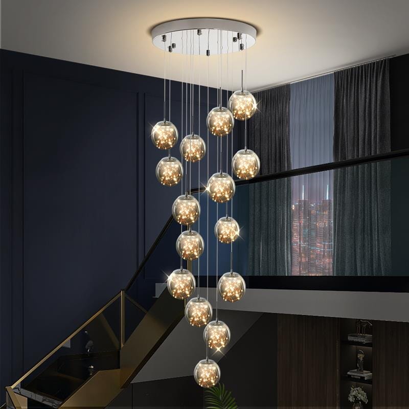 Bella Glass Ball Staircase Chandelier — Elegant Pendant Light