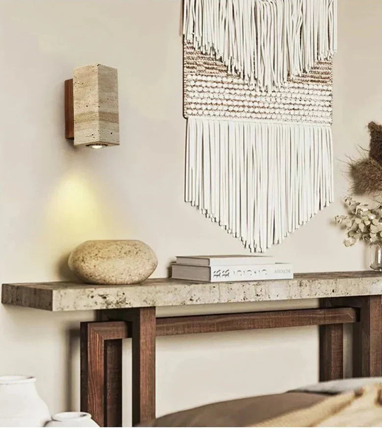 EmberStone Travertine Wall Light With LED For Living Rooms