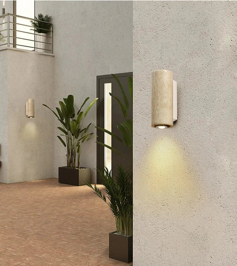 EmberStone Travertine Wall Light With LED For Living Rooms