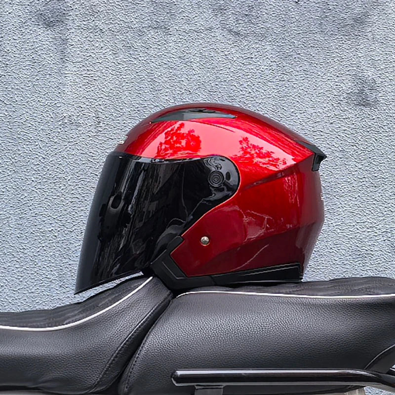 スリークォーター バイクヘルメット — ダブルバイザー、軽量1050g