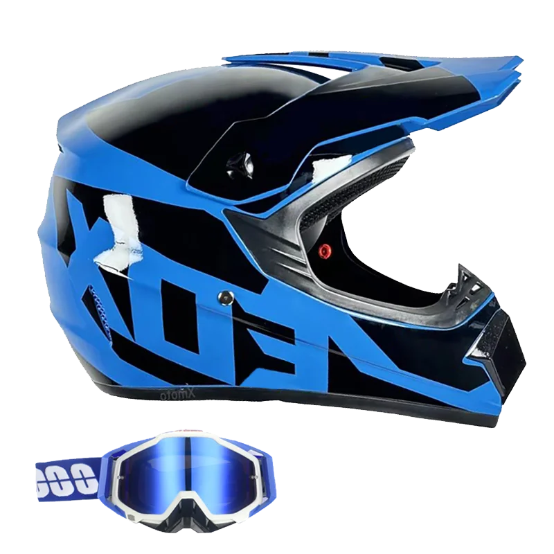 Kids Full-Face Motocross Helmet — Complete Set with Matching Goggles