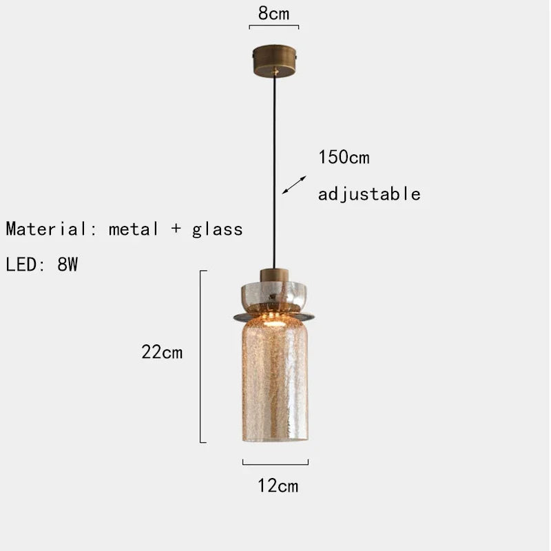 Novalux Pendant Light In Amber Glass With Cracked Shade For Dining