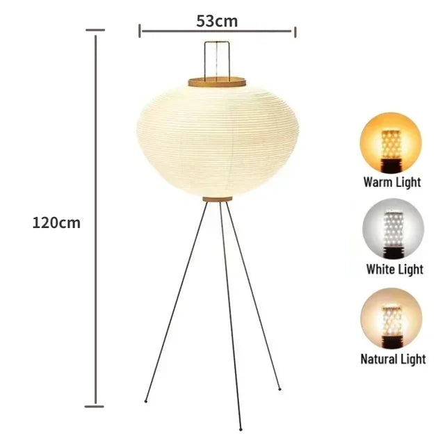 LumiNook Floor Lamp With Rice Paper Soft Glow In Wabi Sabi Style