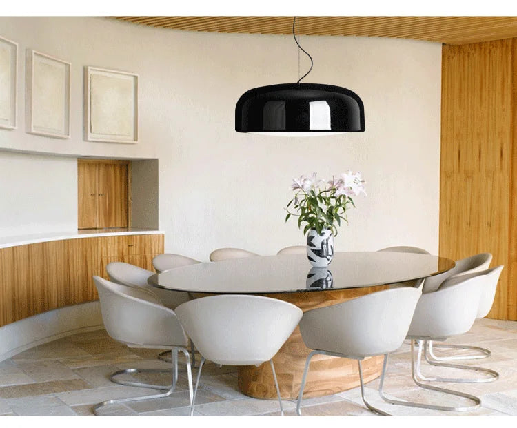Lampă suspendată rotundă FjordLume Nordic — Abajur din metal și acril, fir ajustabil de 1.2m