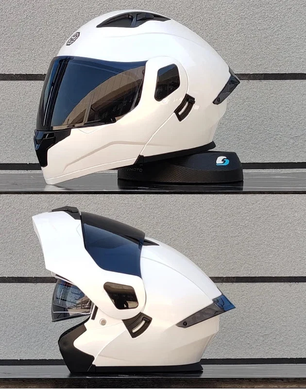 フリップフロント式フルフェイスバイクヘルメット — DOT認証デュアルレンズシールド