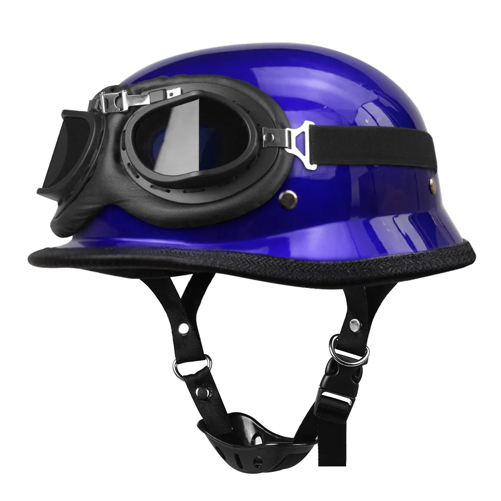 Vintage German Style Half Helmet — Lightweight ABS Shell, Quick Release Buckle, DOT ECE Certified