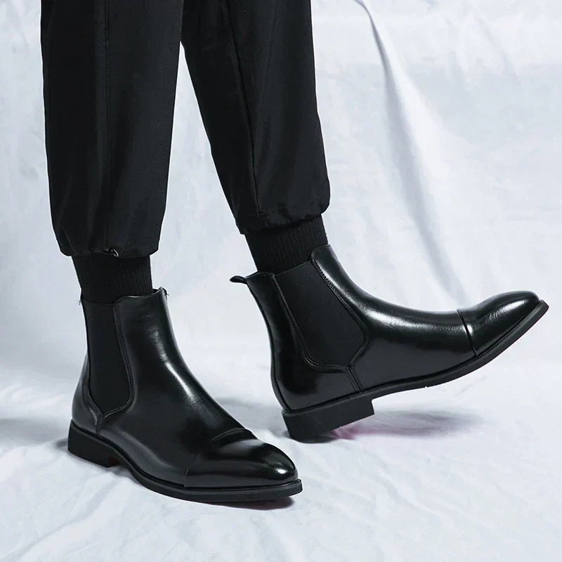 ANNIBALE CARRACCI Genuine Leather Chelsea Boots — Classic Style