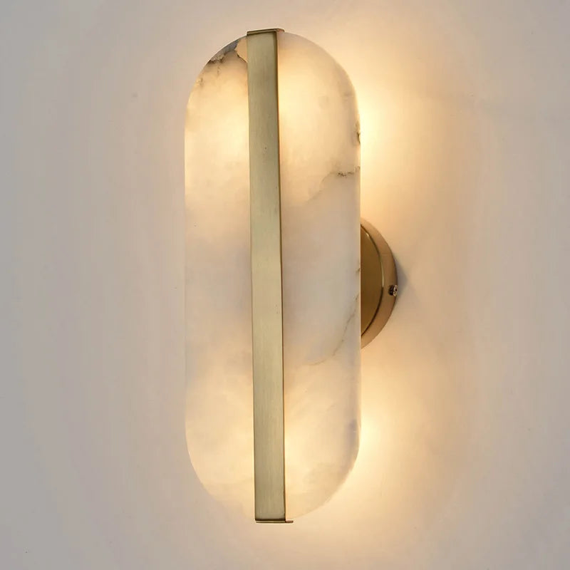 Auriel Alabaster Wall Lamp With Brass Band And Premium LED