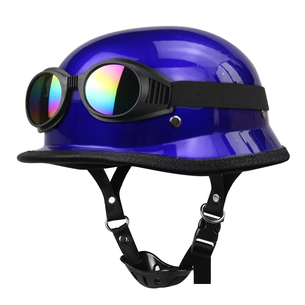Vintage German Style Half Helmet — Lightweight ABS Shell, Quick Release Buckle, DOT ECE Certified