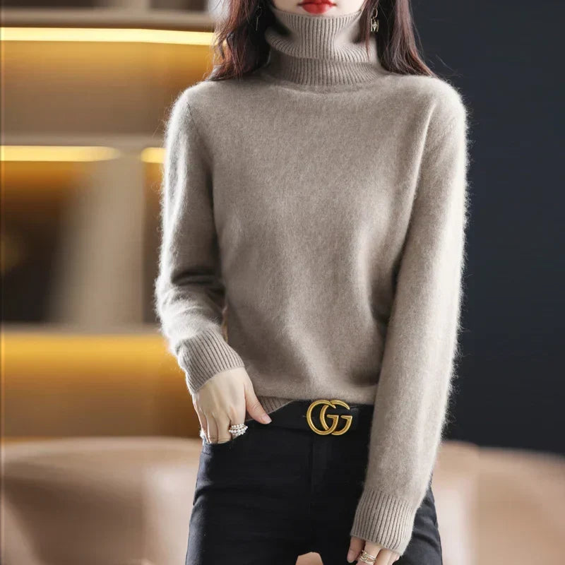 Emma-Pullover mit hohem Kragen aus 100 % reinem Kaschmir — Figurbetonte Silhouette