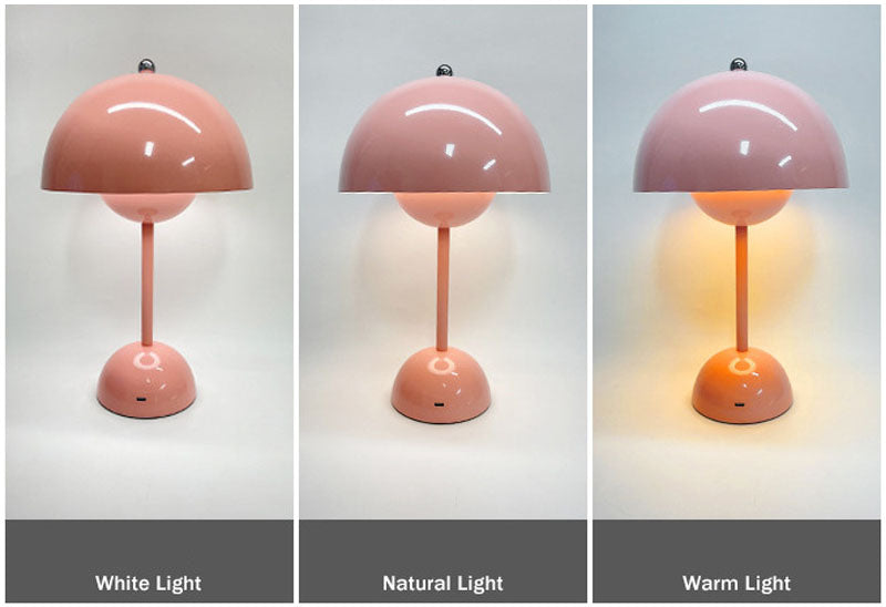 Lampe de table nordique en forme de champignon avec LED — Éclairage sans fil rechargeable