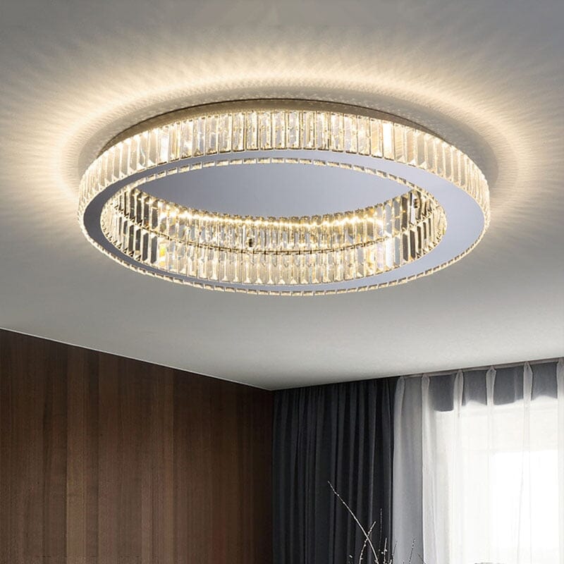 Lampe lustre circulaire en cristal Penelope - éclairage doux et romantique