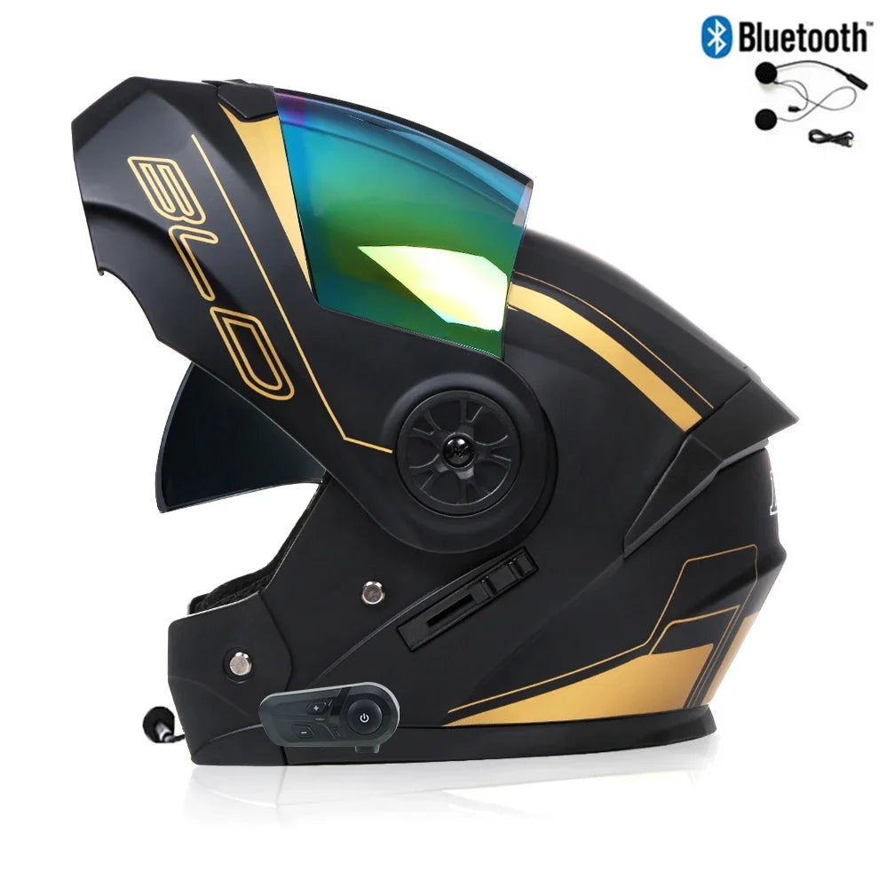 Modular Bluetooth Motorcycle Helmet — Flip-Up Chin Bar, Built-In Sun Visor