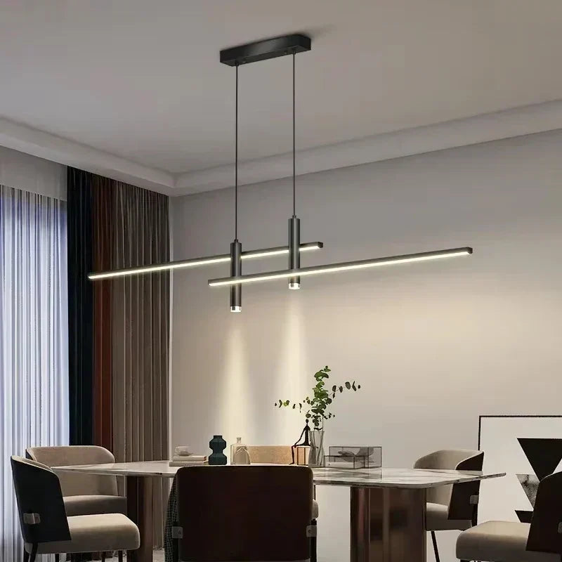 Modern LED Linear Pendant Light — Nordic Style, Warm Glow