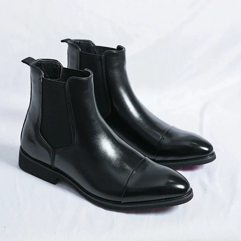 ANNIBALE CARRACCI Genuine Leather Chelsea Boots — Classic Style