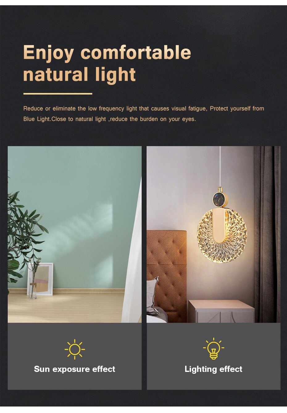 Lámpara colgante redonda de cristal con LED dorado Aurelia