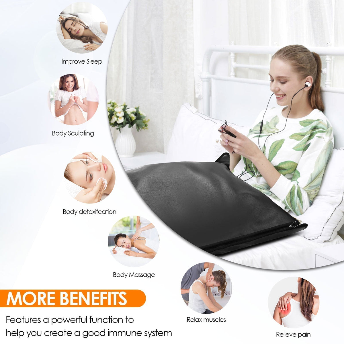 Couverture de sauna infrarouge — Thérapie portable chauffante de détoxification et de relaxation