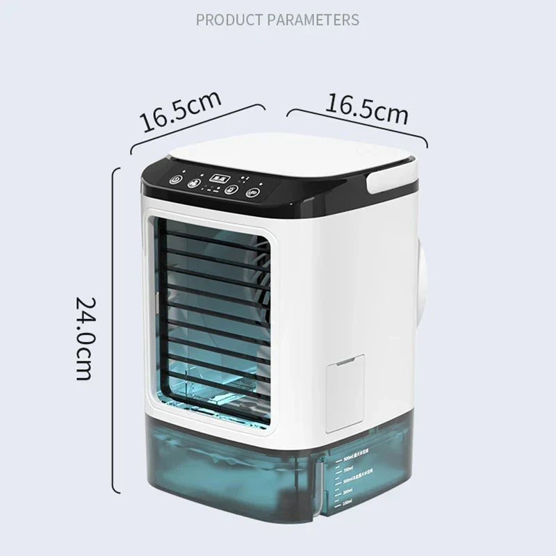 Rafraîchisseur d’air de bureau - humidificateur à double pulvérisation, ventilateur à 3 vitesses, veilleuse
