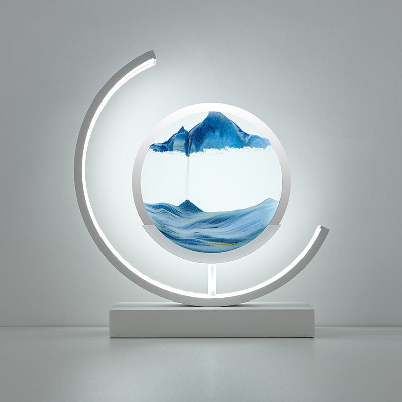 مصباح القمر LumaAura — ضوء LED بفن الرمل والماء، تصميم تدفق ديناميكي