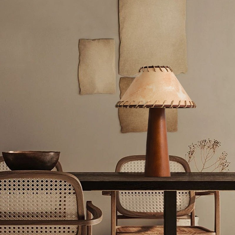 Asteri Natural Wood LED Desk Lamp With Wabi Sabi Soft Glow