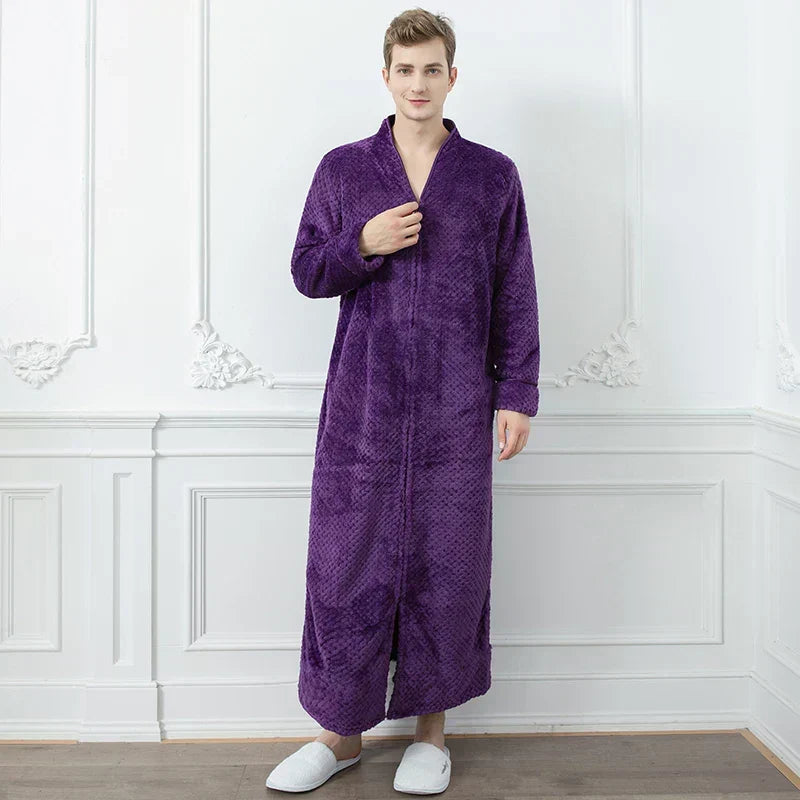 CozyNest termisk flanellbadrock för gravida — extra lång och rymlig passform