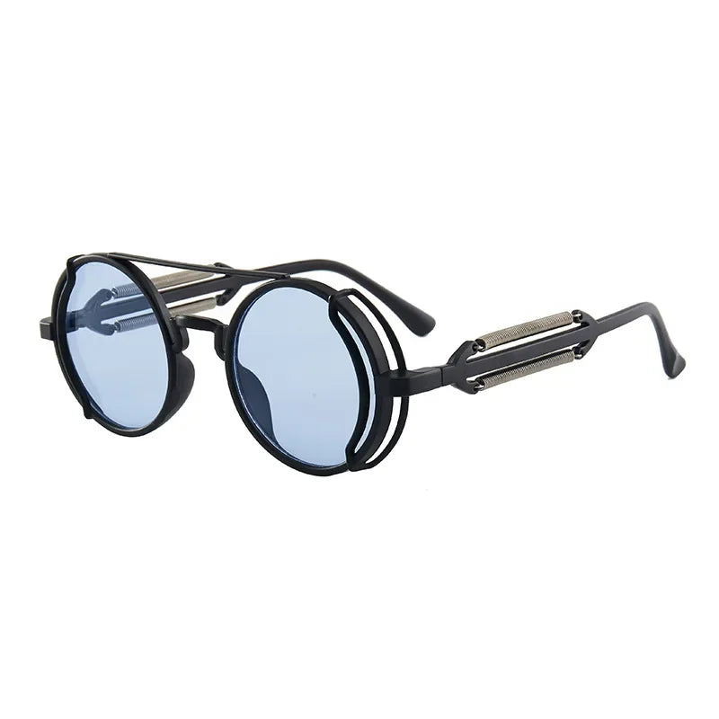 Vintage-Punkrock-Sonnenbrille — Runde Spiegelgläser, 51 mm/20 mm